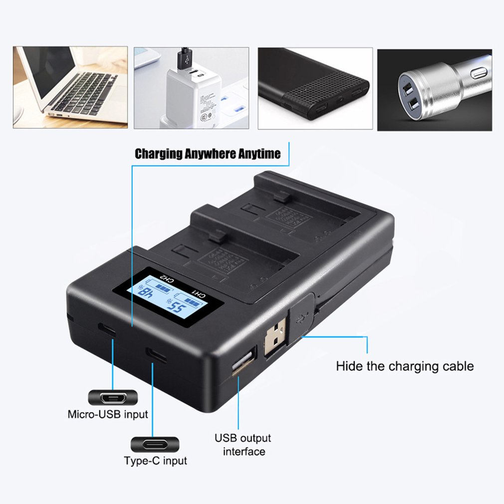 Durable Lcd Smart Digital Charger Np-Fh70 Can Be Charged Fv90 Fv70 Fh100 Fv100 Fh50 Display 5V [Q/13]