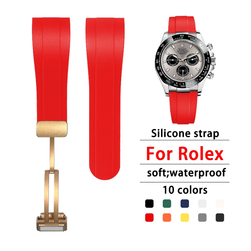 Dây Đeo Đồng Hồ Bằng Cao Su Silicone Mềm Cong 22mm Chống Nước Cho Rolex Submariner Ghost