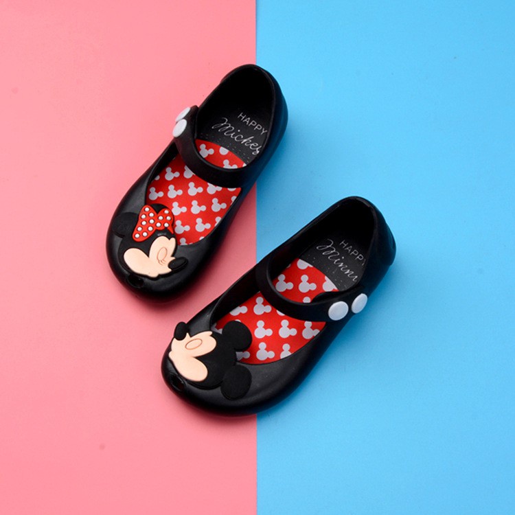 MINI MELISSA Xăng đan Nhựa Mềm Đính Nơ Hình Chuột Mickey Mini Cho Bé Gái