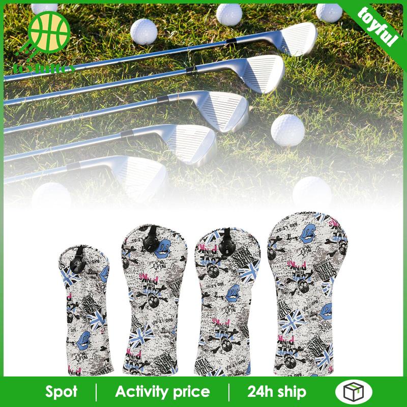 Set 4 Vỏ Bọc Đầu Gậy Đánh Golf / Câu Lạc Bộ Bằng Gỗ Có Thẻ Bảo Vệ Số