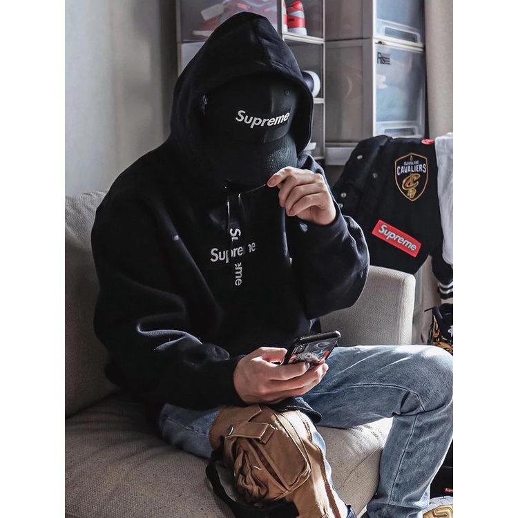 Áo Hoodie Cotton Nguyên Chất Thêu Chữ supreme Phong Cách Đường Phố Thu Đông Mới Kc862 Màu Đen / Xám / Xanh Lá / Xanh Lá M @ - -