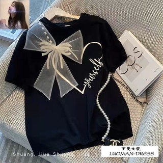 Áo thun ngắn tay màu đen dành cho nữ mùa hè 2023 Thiết kế phong cách mới Niche All-Match Loose cổ tròn Top ins Hợp thời trang