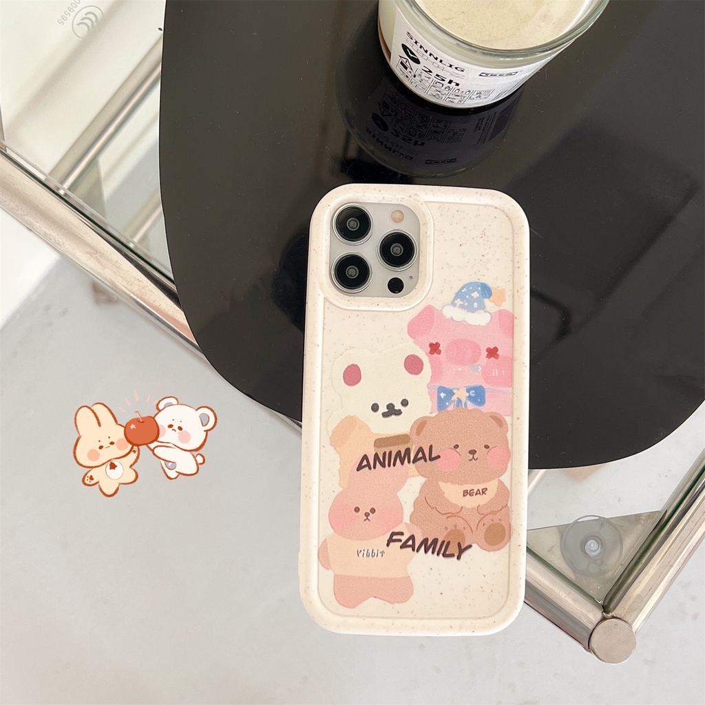 Ốp Điện Thoại PC Viền TPU Dẻo Họa Tiết Hoạt Hình Gấu / Thỏ Dễ Thương Chống Sốc Cho iPhone 14 13 12 11 PRO MAX