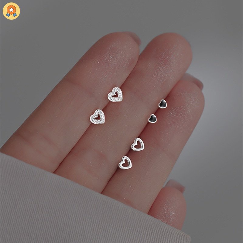 Set 3 Đôi Bông Tai Hình Trái Tim Đính Đá Zircon Giả Và Ngọc Trai Thời Trang Cho Nữ HGF HYJP2