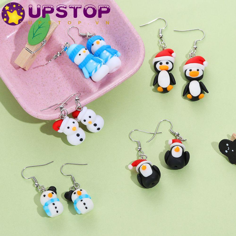 Bông Tai Dạng Móc Hình Chim Cánh Cụt Bằng Đất Sét Polymer Thời Trang Cho Nữ