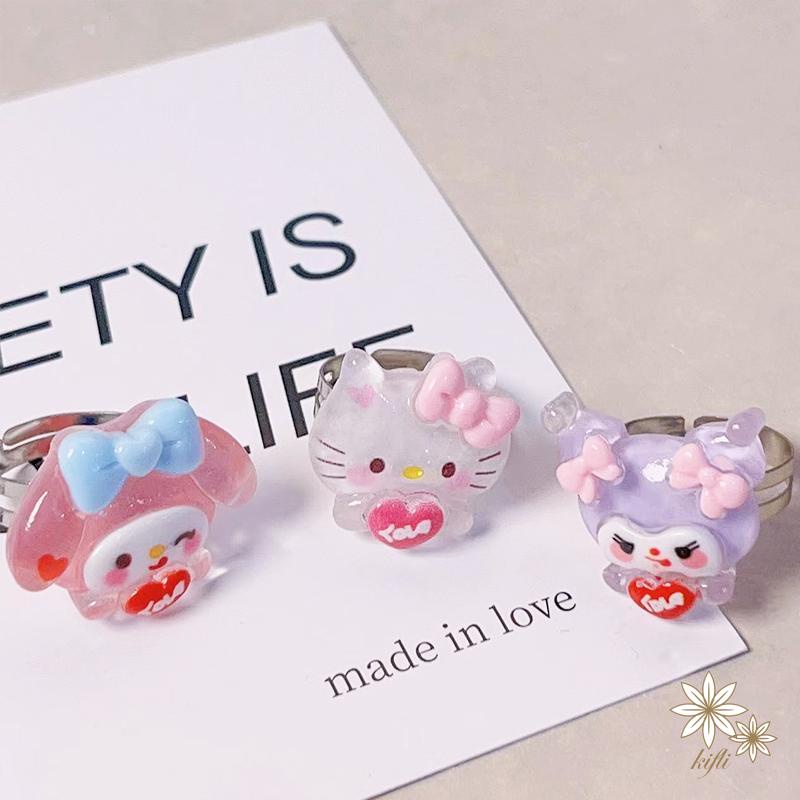 SANRIO Nhẫn Hình Chú Chó Cinnamon Dễ Thương Có Thể Điều Chỉnh Kulomi Cho Nữ