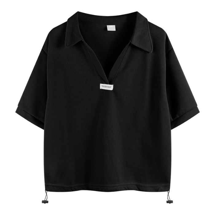 Áo Thun Polo Tay Ngắn Chất Liệu Cotton Phong Cách Hàn Quốc Thời Trang Cho Nữ