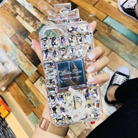 Ốp Điện Thoại Hình Chai Nước Hoa Dát Đá Sang Trọng Cho iPhone13promax 12pro 11 XSmax 14plus