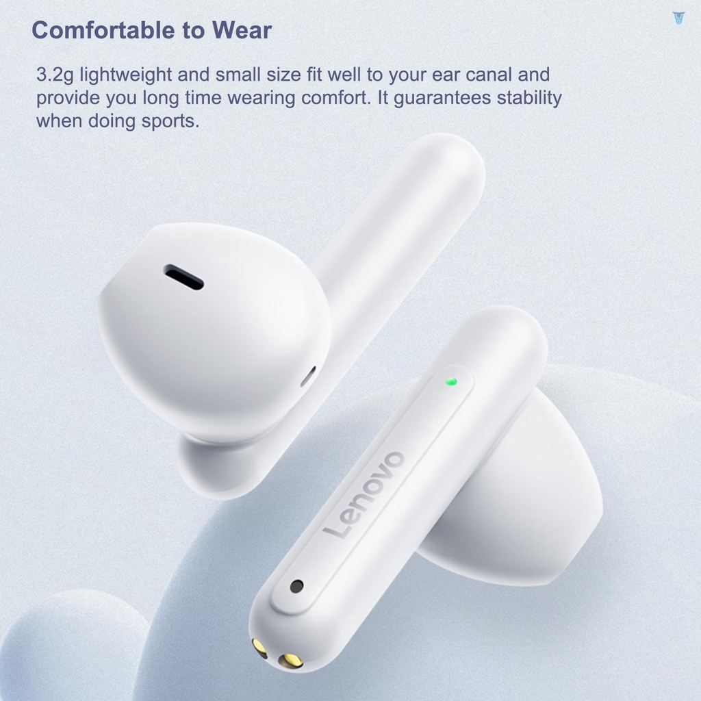 LENOVO Bộ Tai Nghe Thể Thao Không Dây Bluetooth 5.1 Mini Điều Khiển Cảm Ứng Có Mic &amp; Hộp Sạc Ốp