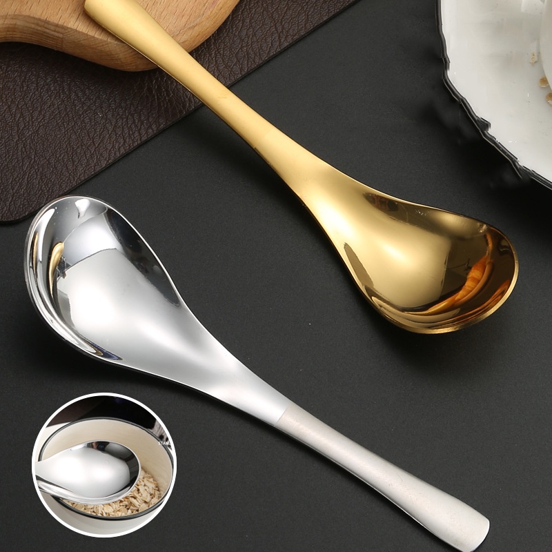Muỗng / Nĩa / Đầu Tròn Bằng Thép Không Gỉ Thiết Kế Độc Đáo Sang Trọng Cho Nhà Bếp