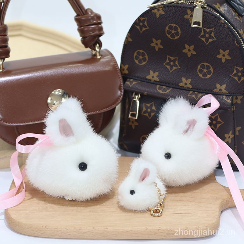 Móc Khóa Thỏ Lông Xù Mini Dễ Thương Phong Cách Mới 2023