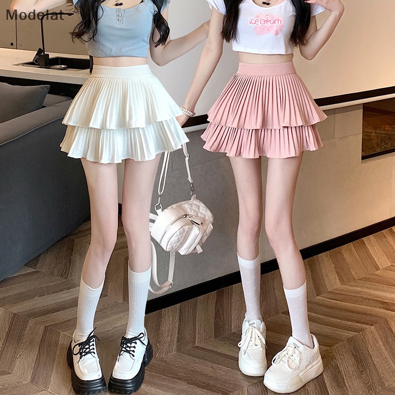 Mfc Chân Váy Mini Lưng Cao Xếp Ly Màu Trơn Thời Trang Mùa Hè Hàn Quốc Gợi Cảm Dễ Phối Đồ Dành Cho Bạn Nữ