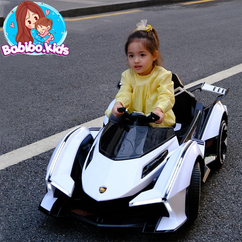Xe ô tô điện lambogini, xe đua F1 siêu nhanh, kết nối Đk qua ĐT, xe điện trẻ em