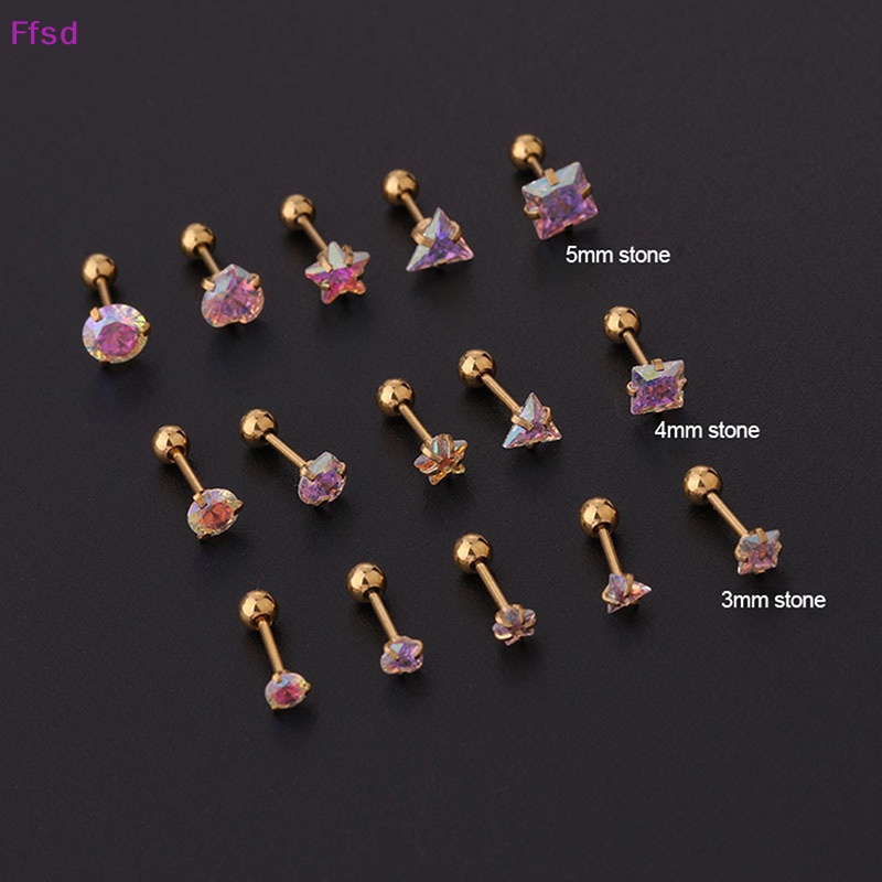 1 Khuyên Tai Xoắn Ốc Đính Đá Zircon Nhiều Màu Cho Nữ