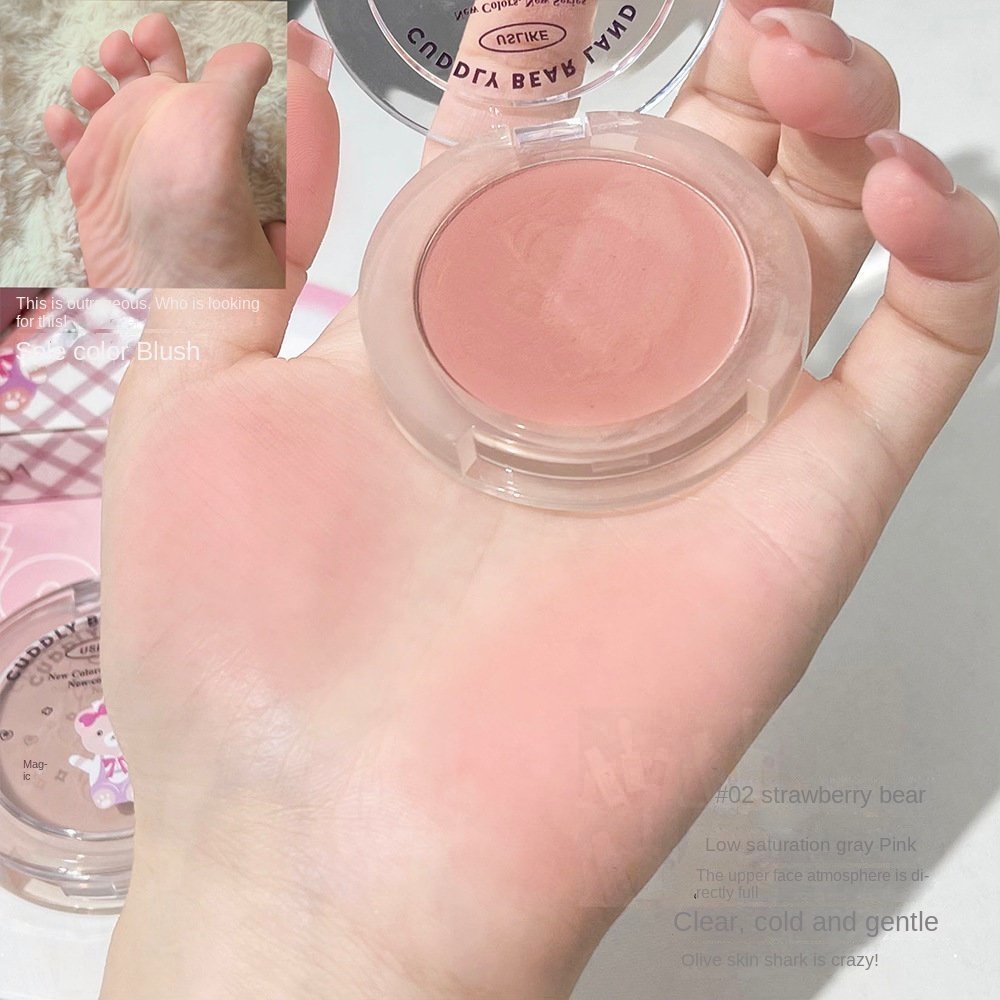 Bảng Phấn Má Hồng 2 Màu Lì Chống Nước Lâu Trôi Hình Gấu Dễ Thương