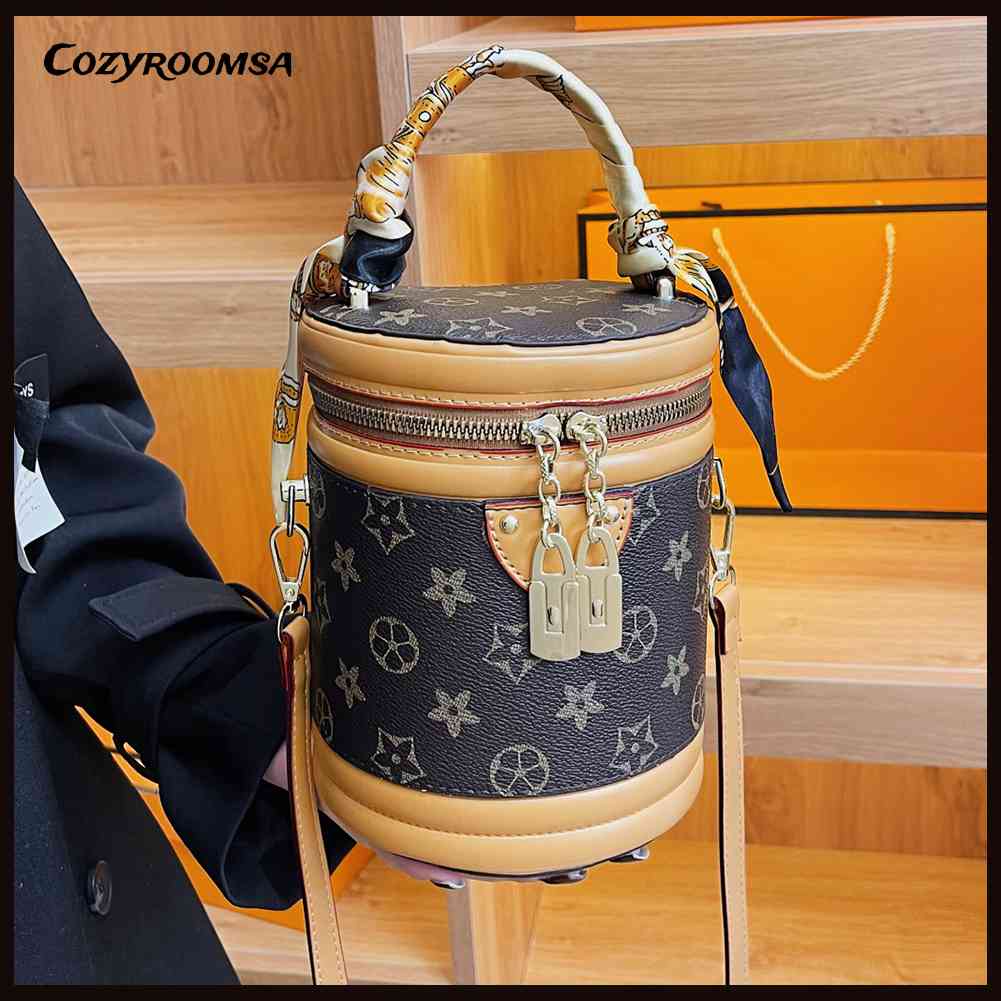 Túi Bucket Cỡ Lớn Có Khóa Kéo Phong Cách Retro Thời Trang Cho Nữ