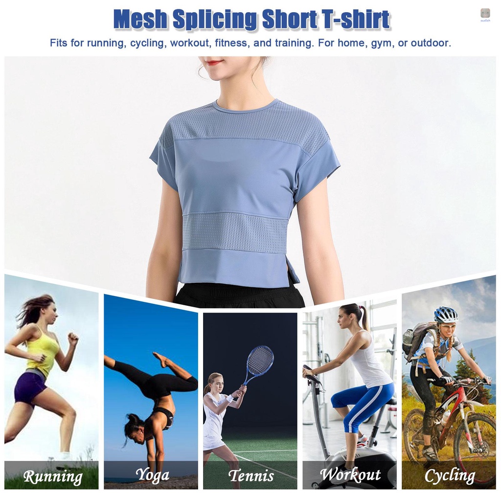 Áo Thun Thể Thao Tay Ngắn Phối Lưới Thoáng Khí Thời Trang Cho Nữ