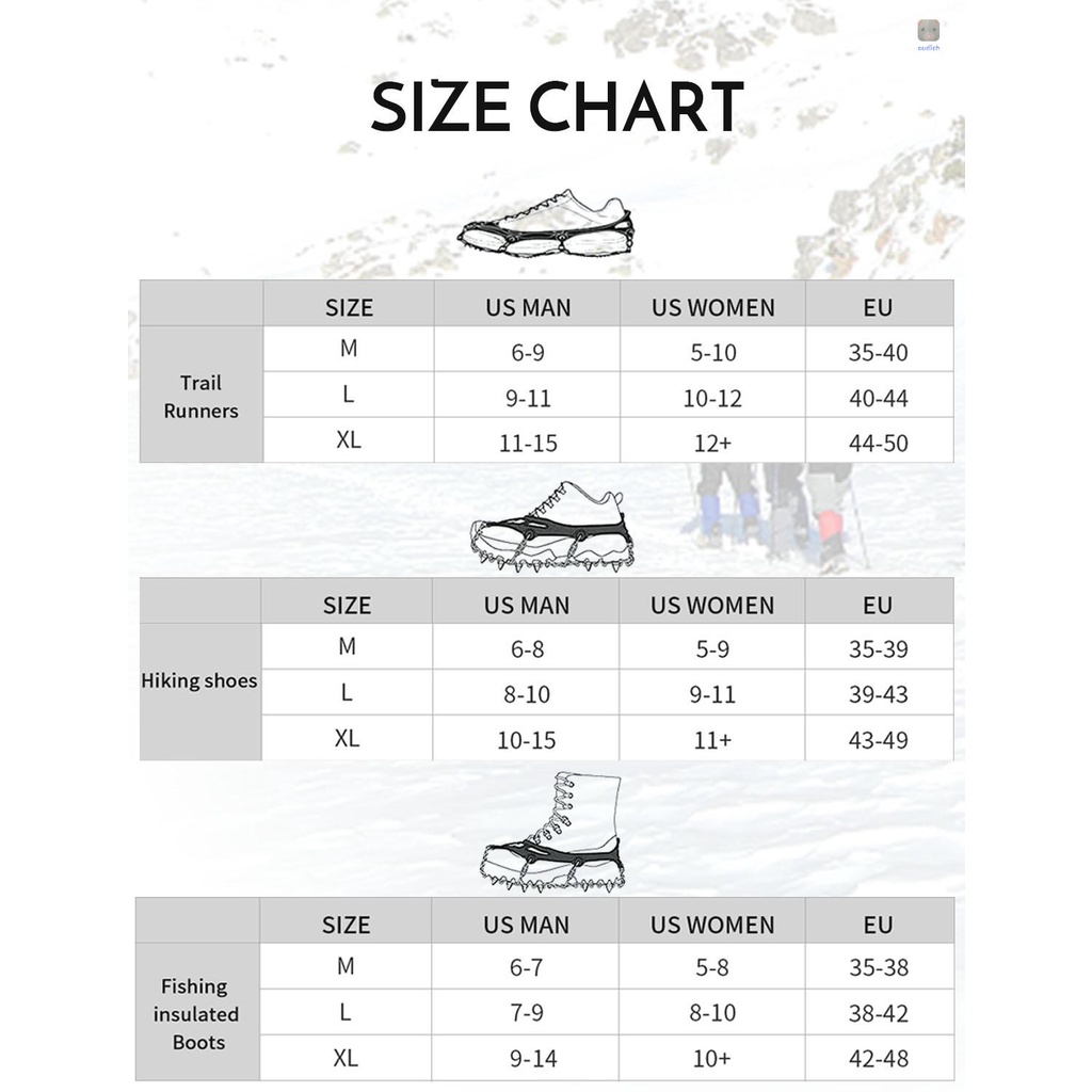 Lixada Dụng Cụ Hỗ Trợ Gậy Đi Trên Tuyết Kèm 19 Đinh Bằng Thép Không Gỉ Chống Trượt