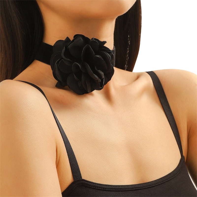 Vòng Cổ choker Nhung Đính Hoa Hồng Phong Cách Gothic vintage