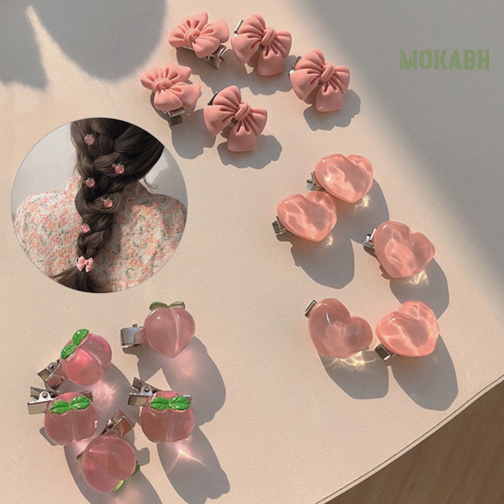 1 / 5 Kẹp Tóc Mini Bằng Kim Loại Chống Trượt Họa Tiết Hoa Và Nơ Dễ Thương