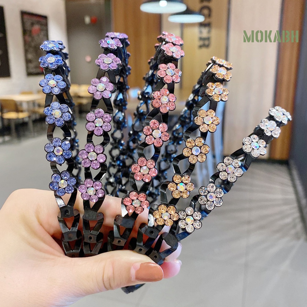 Băng Đô Cài Tóc Bằng Nhựa Resin Chống Trượt Trọng Lượng Nhẹ Trang Trí Hoa Đính Đá