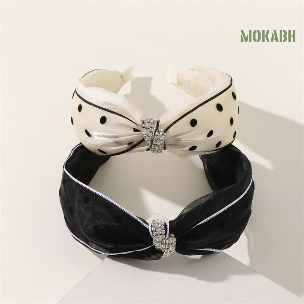 Băng Đô Cài Tóc Họa Tiết Chấm Bi Thắt Nút Phối Lưới Thời Trang Cho Nữ