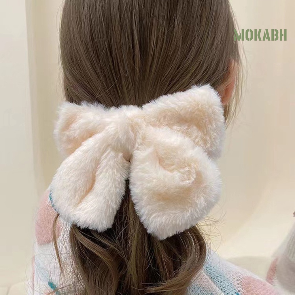 [Mok Abh] Kẹp Tóc Đính Nơ Lớn Co Giãn Không Trơn Nhẹ Nhàng Trang Trí Tóc Thủ Công Tinh Tế