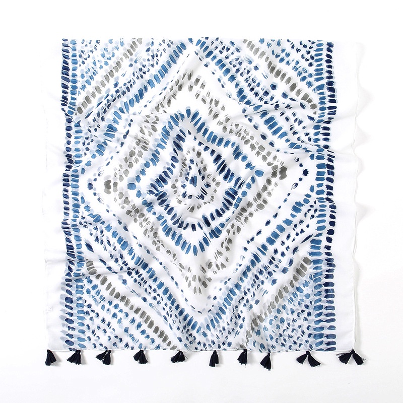 Khăn Choàng Nhẹ In Màu Nhuộm Họa Tiết Hình Học Thời Trang Xuân Hè Thoáng Khí Cho Nữ