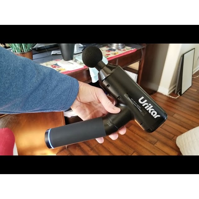 Súng massage Urikar Pro 3 thương hiệu Mỹ, 30 cấp độ mạnh mẽ Phục hồi tập luyện - Tay cầm có thể xoay, 30 tốc độ, 6 đầu
