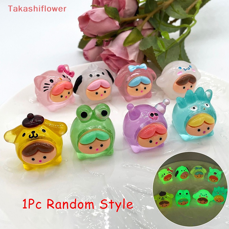 1 Đồ trang trí Búp Bê Mini Dạ Quang Hình Sanrio Hello Kitty Cinnamon Trang Trí Tiểu Cảnh