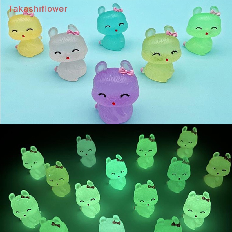 Set 2 Phụ Kiện Trang Trí Điện Thoại Hình Chú Thỏ Mini Bằng Nhựa Resin Dạ Quang DIY