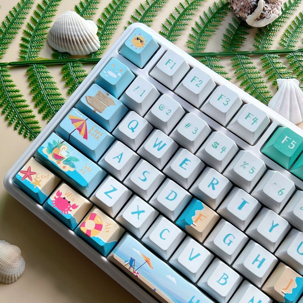 Hawaii Keycaps Cherry Profile Bãi Biển Mùa Hè PBT Dye Sub Bàn Phím Cơ Keycap