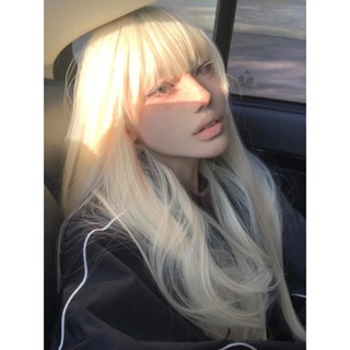 Bộ Tóc Giả Xoăn Dài / Thẳng Bằng Sợi Tổng Hợp Màu Vàng Trắng Phong Cách lolita Dành Cho Nam Nữ