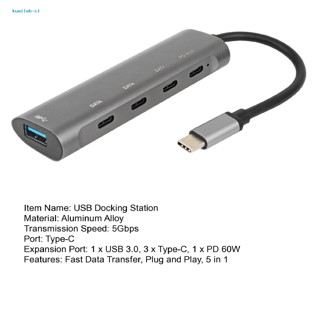 Bộ Chia Cổng USB 3.0 Type-C Bằng Hợp Kim Nhôm Cho Laptop