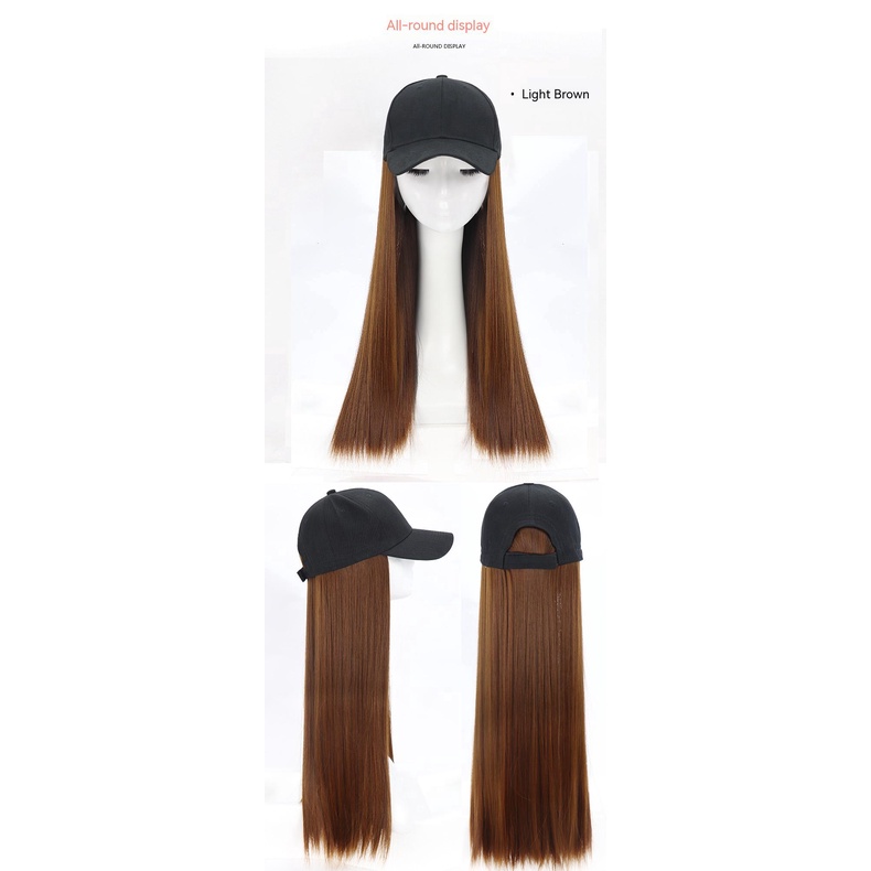 Tóc Giả Dài Thẳng Tự Nhiên Kèm Mũ Đội Thời Trang Mùa Hè Dành Cho Nữ