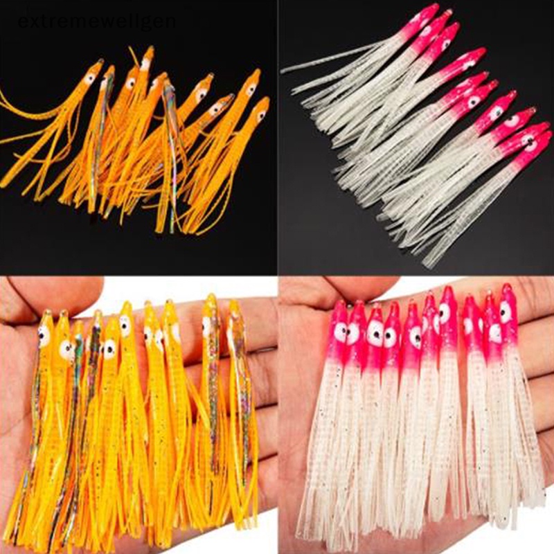 Bộ 10 Mồi Giả Câu Cá Hình Bạch Tuộc Dạ Quang Mềm 8cm