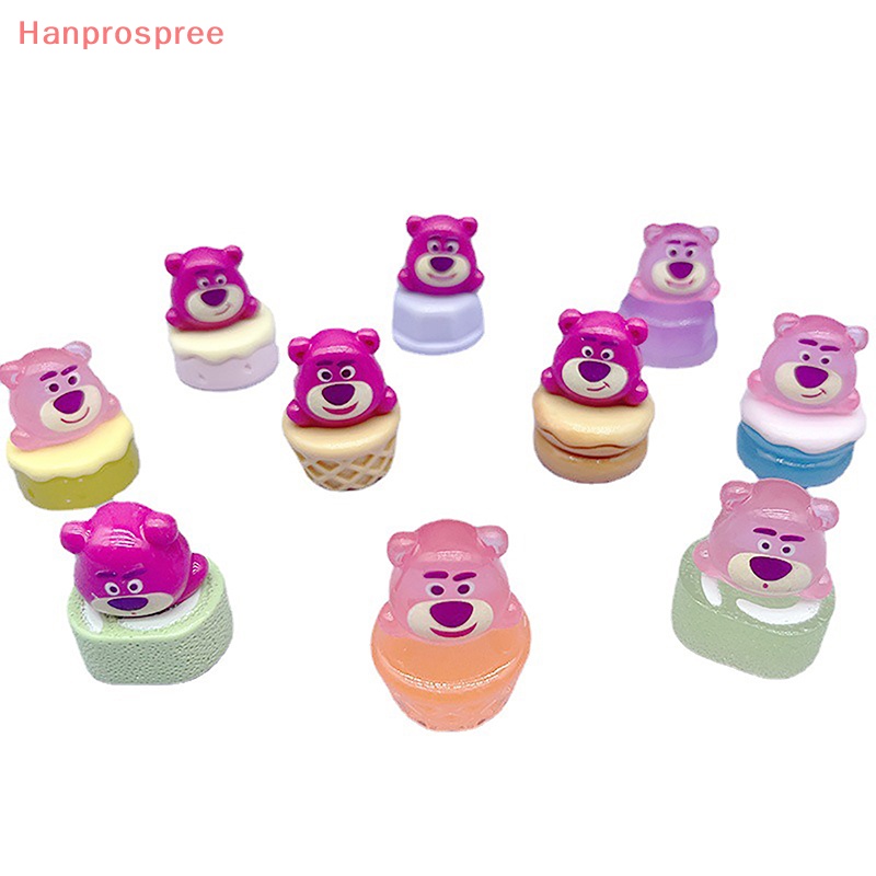 1 Đồ trang trí Gấu Dâu Tây Hoạt Hình Mini Phát Sáng Trang Trí Tiểu Cảnh