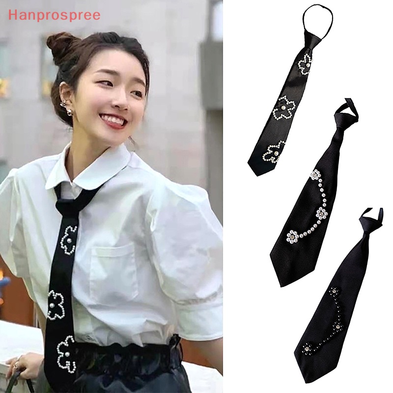 Hanprospree > Cà Vạt Đeo Cổ Đính Hoa Ngọc Trai Thời Trang Phong Cách JK Cho Nữ