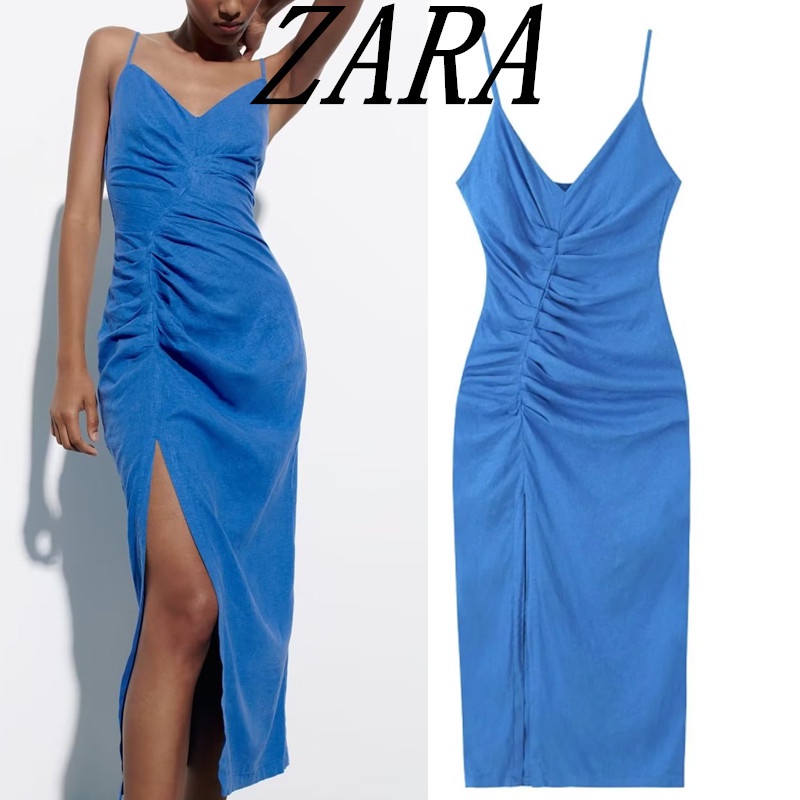 Đầm ZARA Hai Dây Cổ Chữ V Dáng Ôm Xẻ Tà Thời Trang Mùa Hè Dành Cho Nữ 3382575