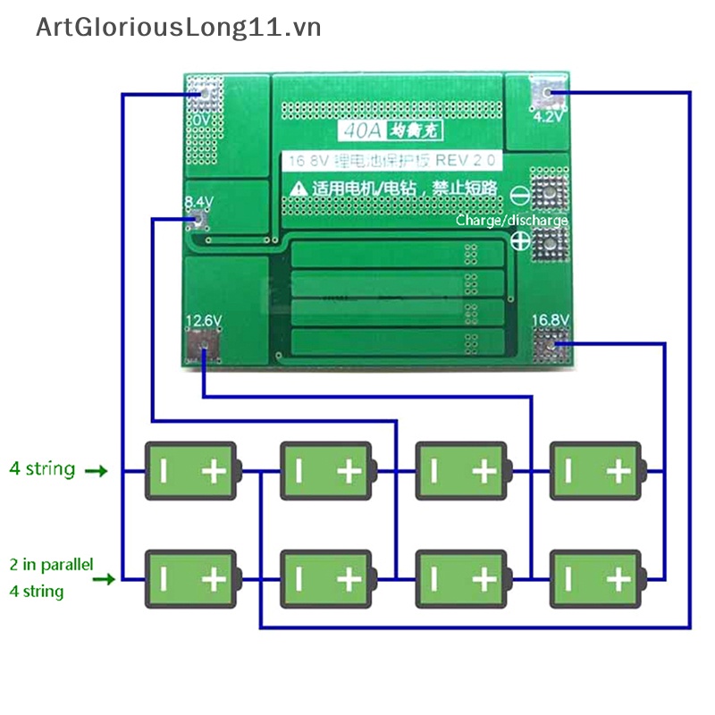 Bảng Mạch Bảo Vệ Bộ Sạc Lithium 18650 BMS 11.1V 12.6V / 14.8V 16.8V 3S 4S 40A 60A Li-ion