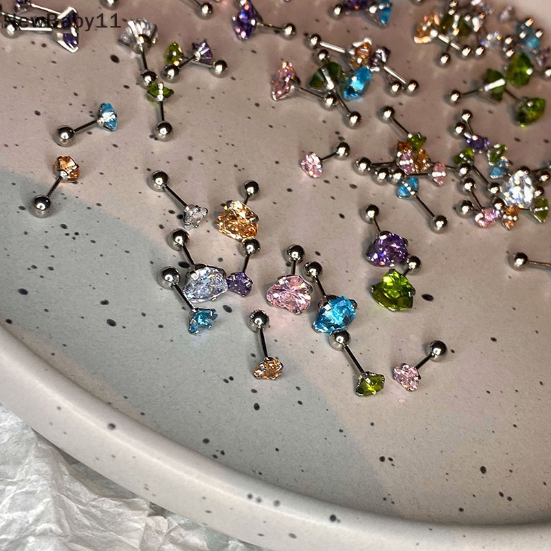 1 Khuyên Tai Helix Hình Trái Tim Đính Đá Zircon 5 / 8mm Thời Trang Cho Nữ