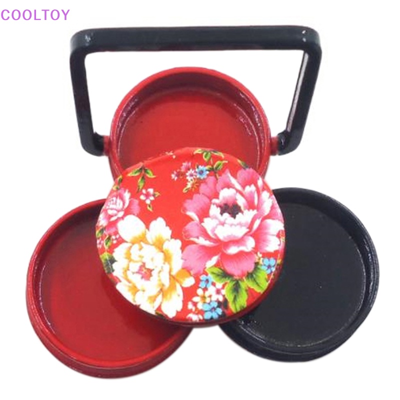 Cooltoy 1 Set Hộp Cơm Trưa 3 Tầng Bằng Đồng Tỉ Lệ 1: 12 Trang Trí Nhà Búp Bê
