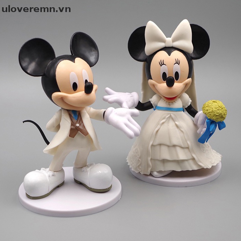 DISNEY Set 2 Đầm Trắng In Hình Chuột Mickey Minnie Cho Cặp Đôi