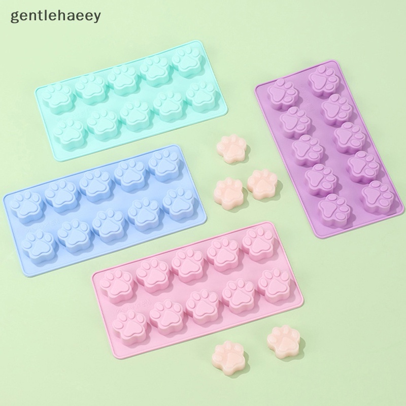 1 Khuôn Silicone Cấp Thực Phẩm 10 Lỗ Hình Dấu Chân Chó Mèo