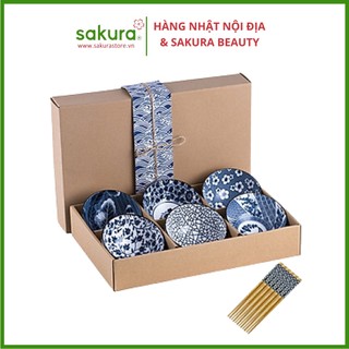Bộ 6 Chén Ăn Cơm, Bát Ăn Cơm Men Sứ Nhật Bản Hoa Văn Sắc Xưa Giả Cổ Bát Nhật, Bát Ăn Cơm Nhật Bản