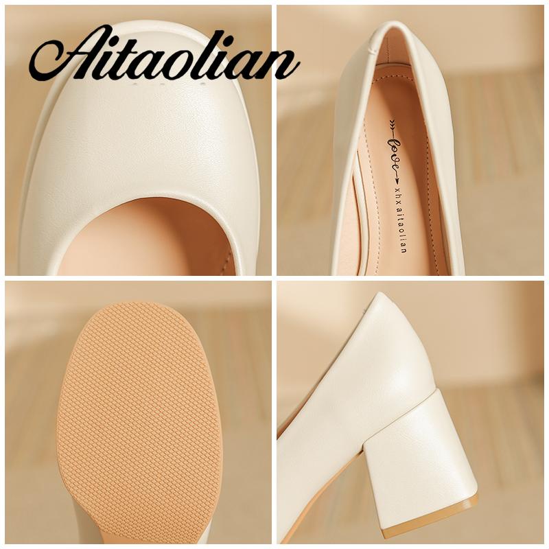 Giày Cao Gót 5cm Da Thật Mũi Vuông Phong Cách retro Anh Quốc Cho Nữ