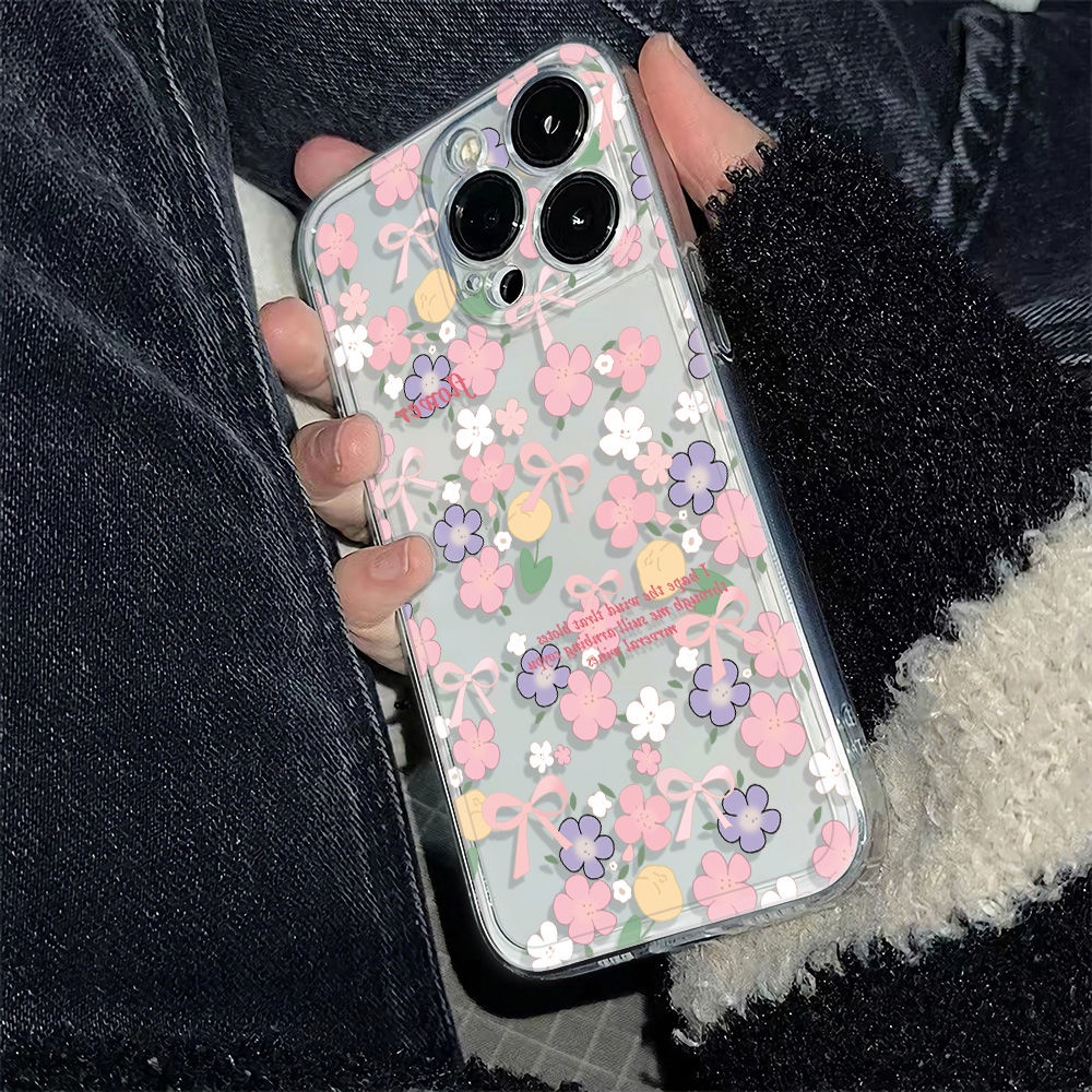 ✅Ốp Điện Thoại Mềm Chống Sốc Họa Tiết Hoa Màu Hồng Đơn Giản Cho Iphone 12 1D7M Max 13 Plus1114Pro6In78