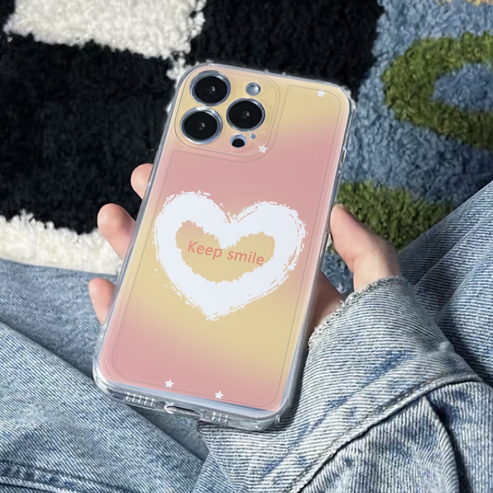 ✅Ốp Điện Thoại Hình Trái Tim Xinh Xắn Cho iPhone121113Ốp Điện Thoại Mềm Chống Sốc Màu Vàng Đơn Giản Cho Iphone 14pro 6In 78max plus DI41