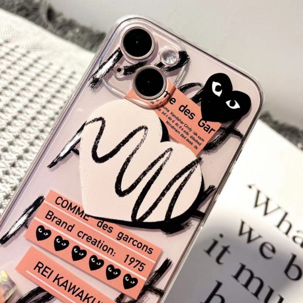 ✅Ốp Điện Thoại Trong Suốt Họa Tiết Trái Tim Graffiti Viền Thẳng Độc Đáo Cho Iphone 13 / plus14pro 7 max 12 8 / / xrxs YL8N