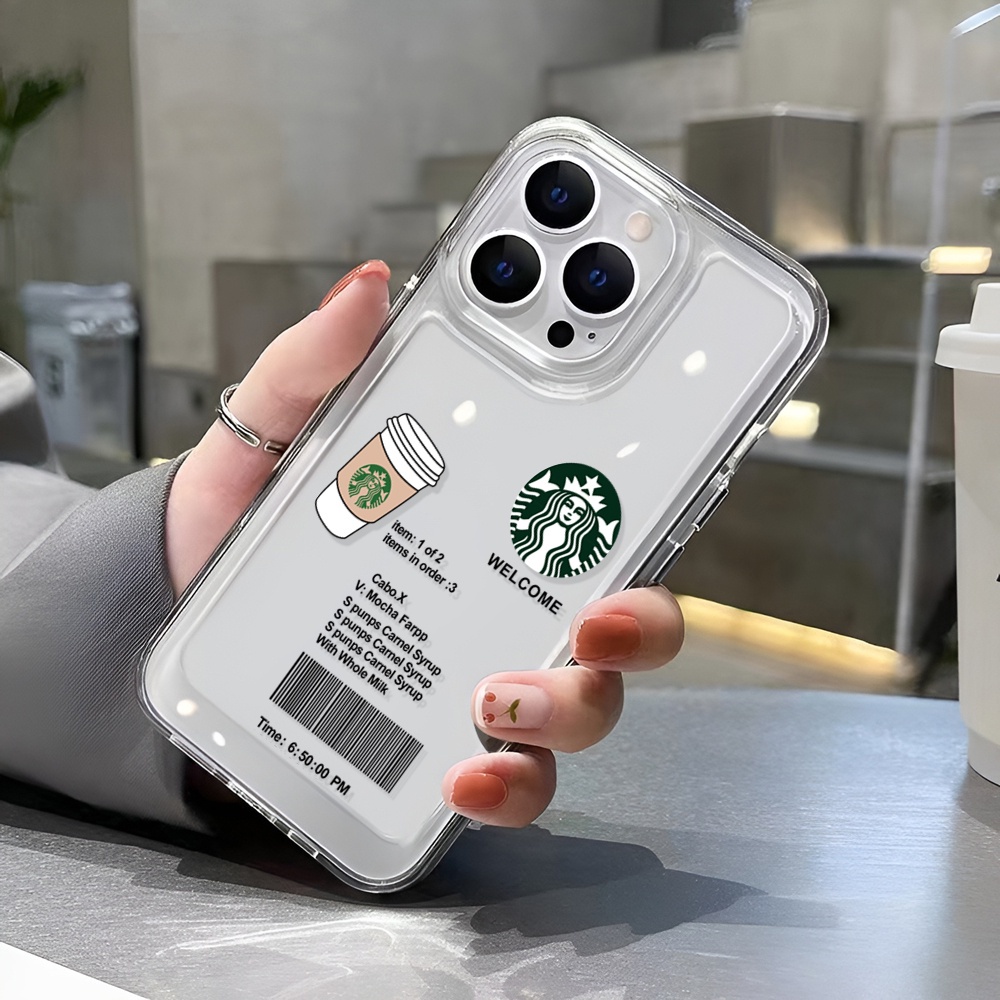 Ốp Điện Thoại Mềm Trong Suốt Chống Sốc In Họa Tiết Cà Phê Cho iPhone 14 13 12 11 6 7 Pro Max Plus Mini X XS Max XR Lưng
